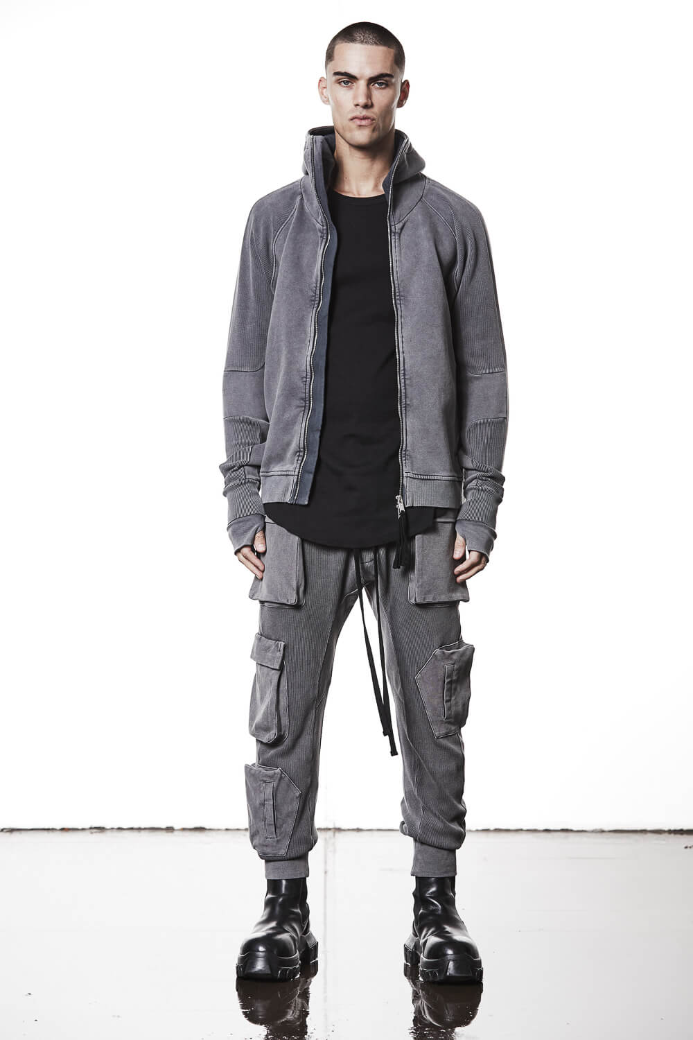 M SJ 691 2-Way Zip Closure Cotton Jacket Grey