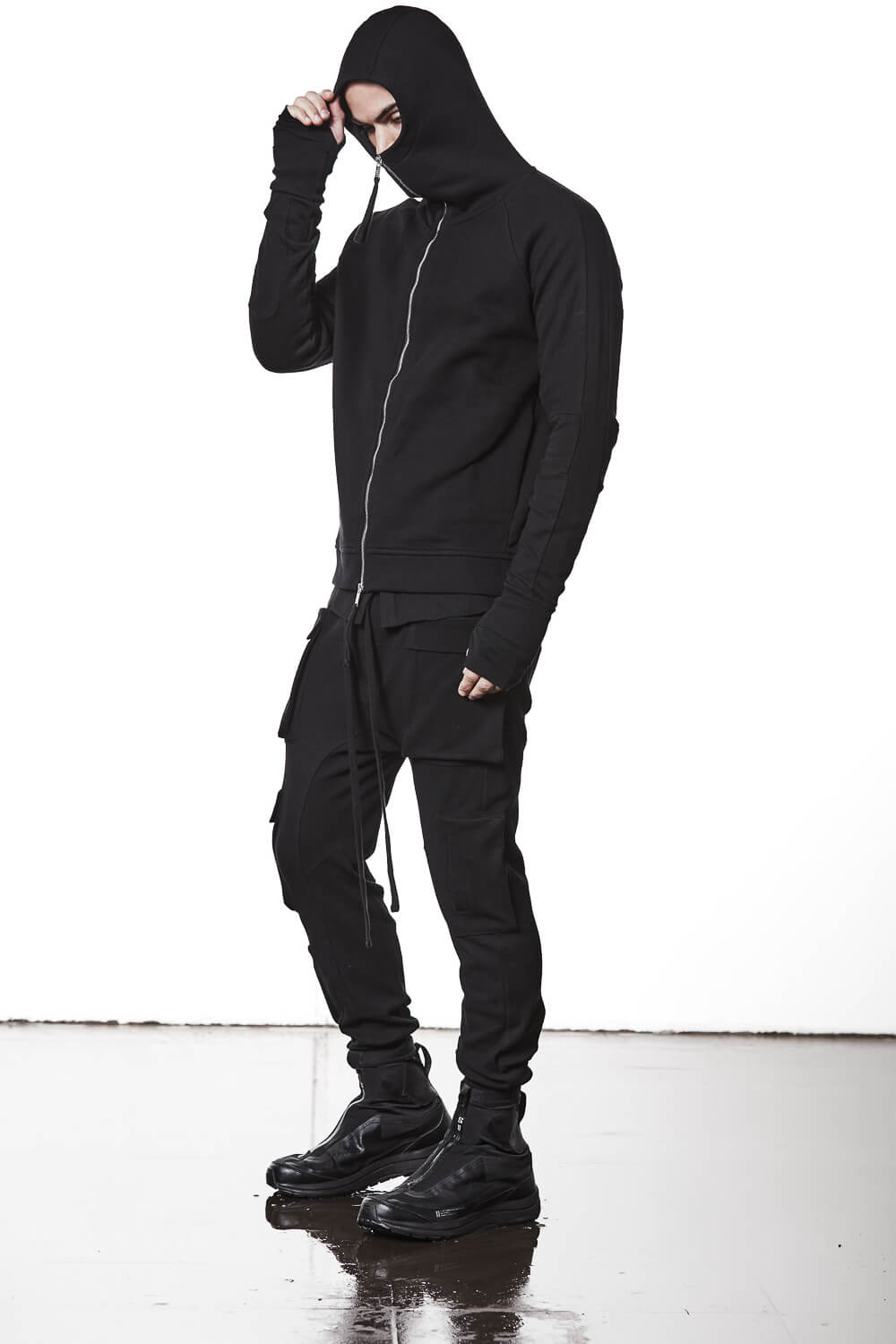 M SJ 691 2-Way Zip Closure Cotton Jacket Black