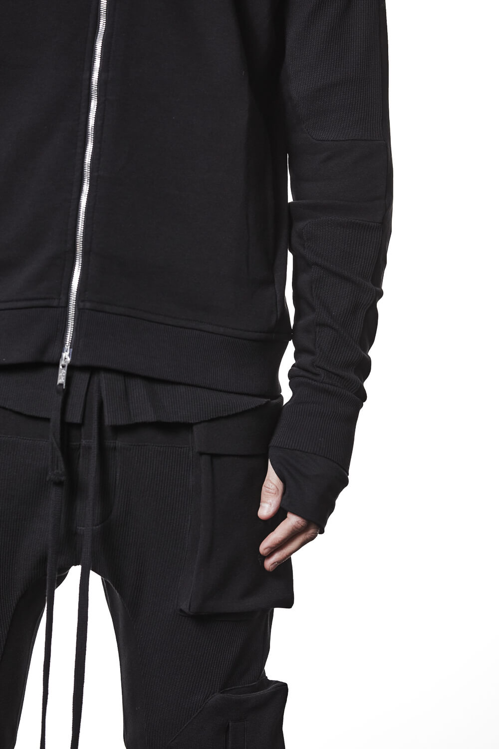 M SJ 691 2-Way Zip Closure Cotton Jacket Black