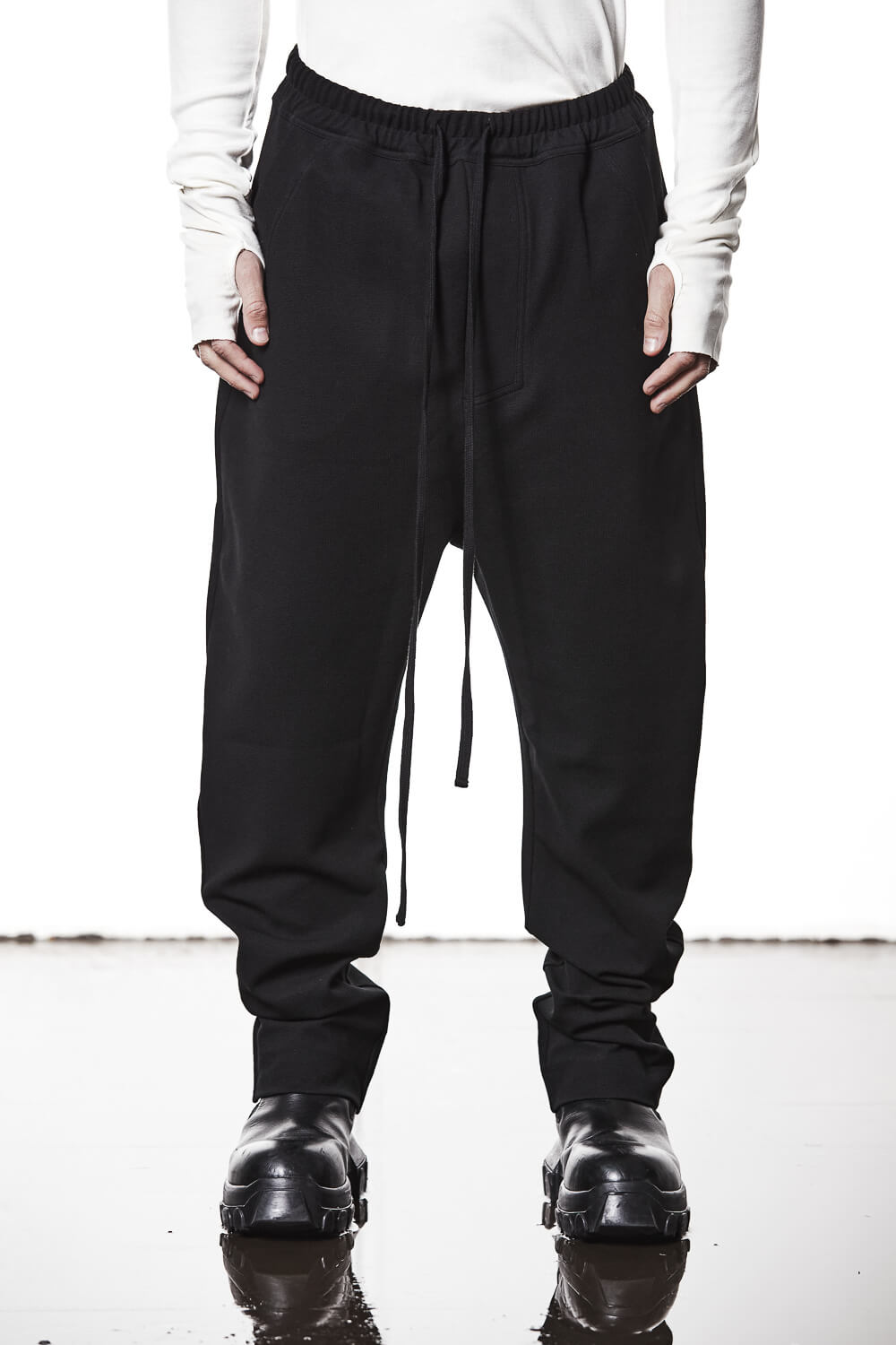 M ST 503 Drawstring Woven Trousers Black