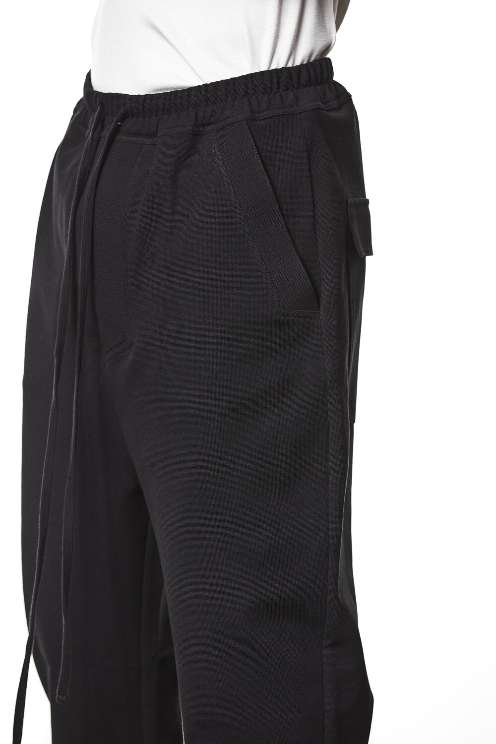 M ST 503 Drawstring Woven Trousers Black