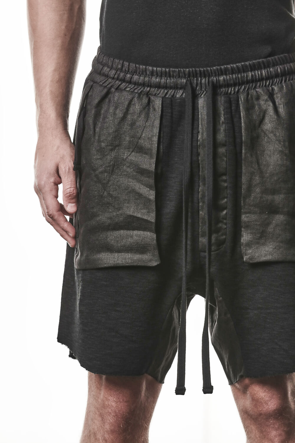 M ST 515 Raw Cut Cotton/Linen Shorts Black