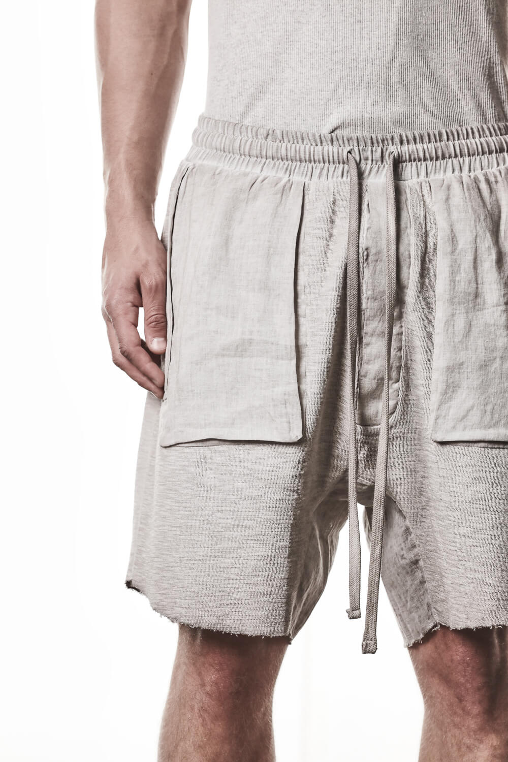 M ST 515 Raw Cut Cotton/Linen Shorts Light Beige
