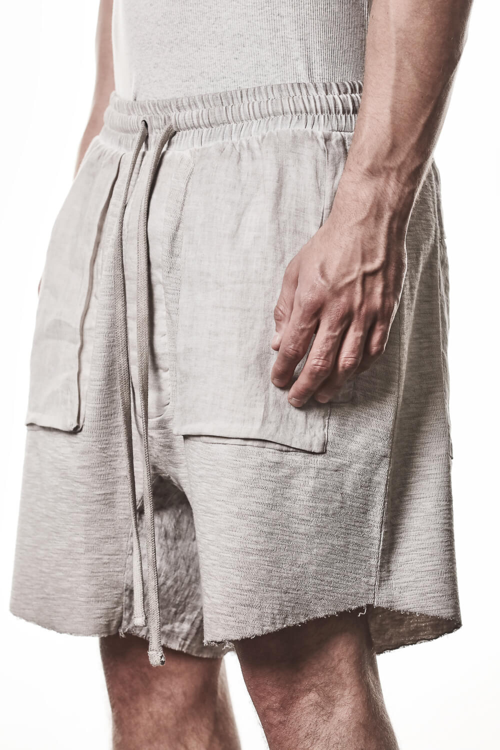 M ST 515 Raw Cut Cotton/Linen Shorts Light Beige