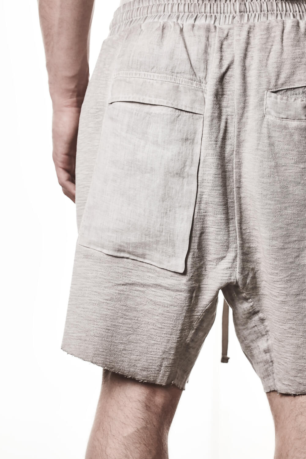 M ST 515 Raw Cut Cotton/Linen Shorts Light Beige