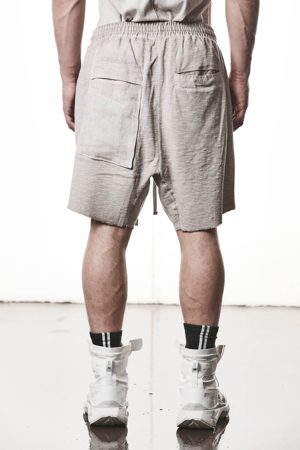 M ST 515 Raw Cut Cotton/Linen Shorts Light Beige