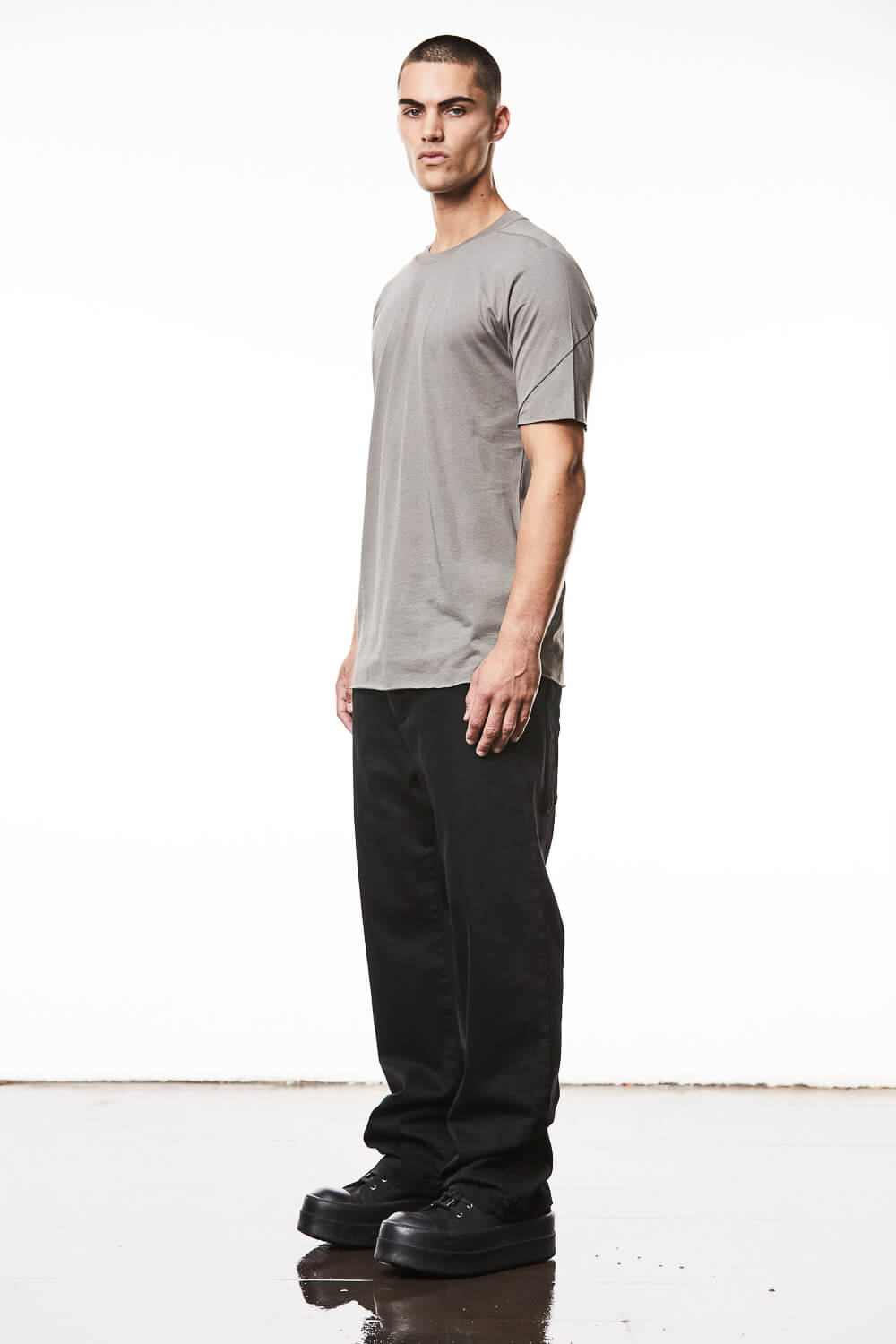 M TS 838 Raw Cut Hem T-Shirt Brown