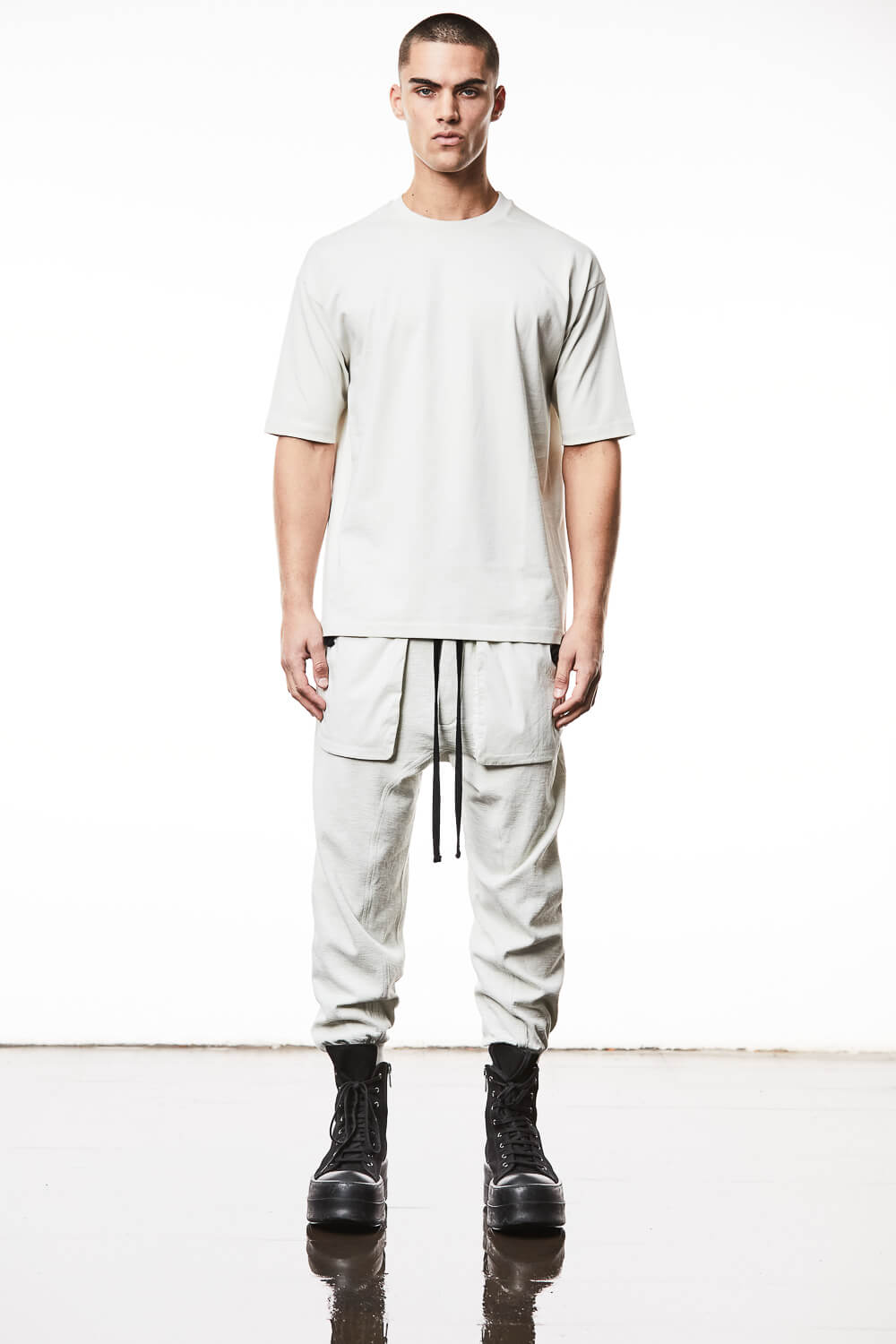 M TS 840 Back Print Round Neck T-Shirt Off White