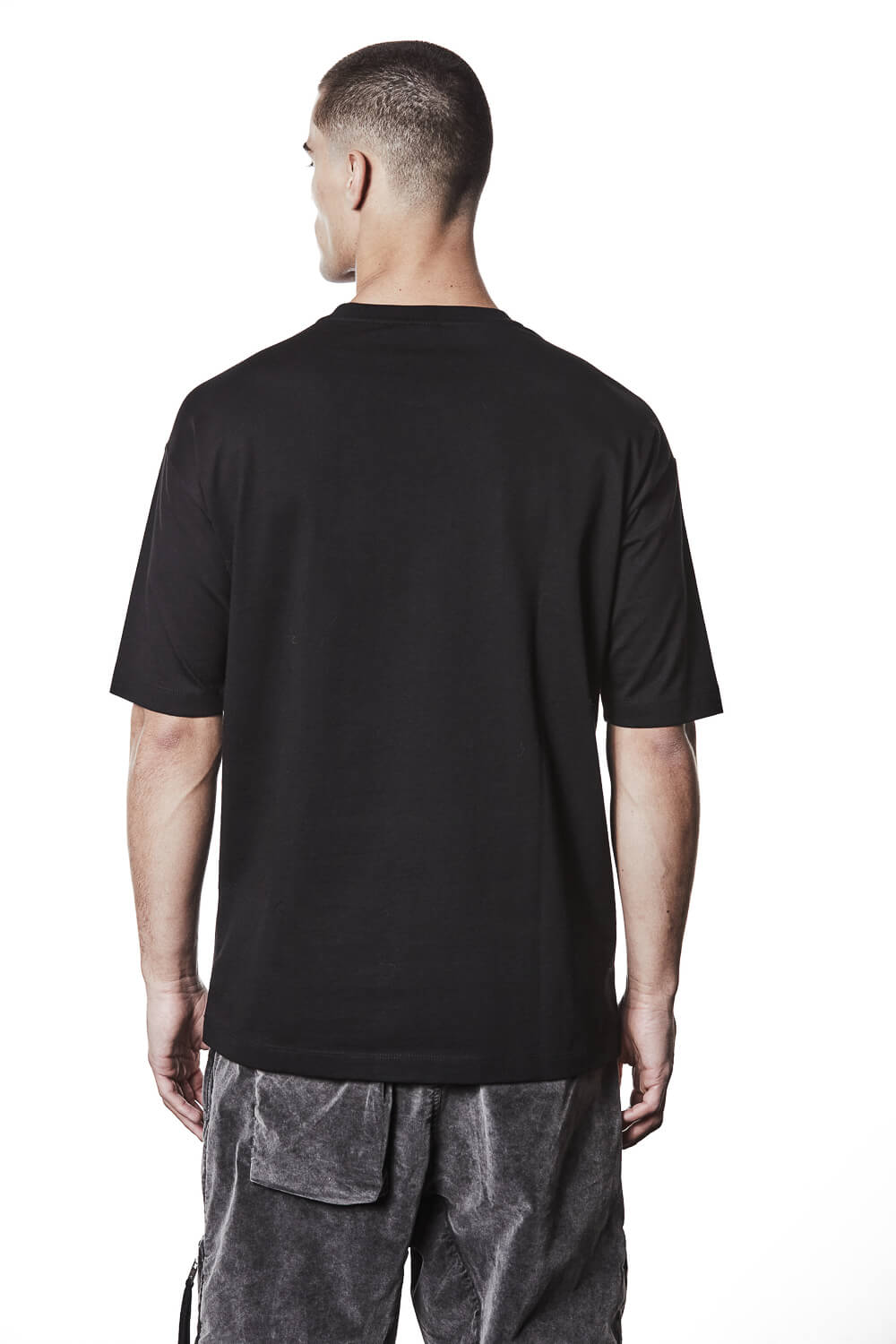 M TS 876 Front Patched Print T-Shirt Black
