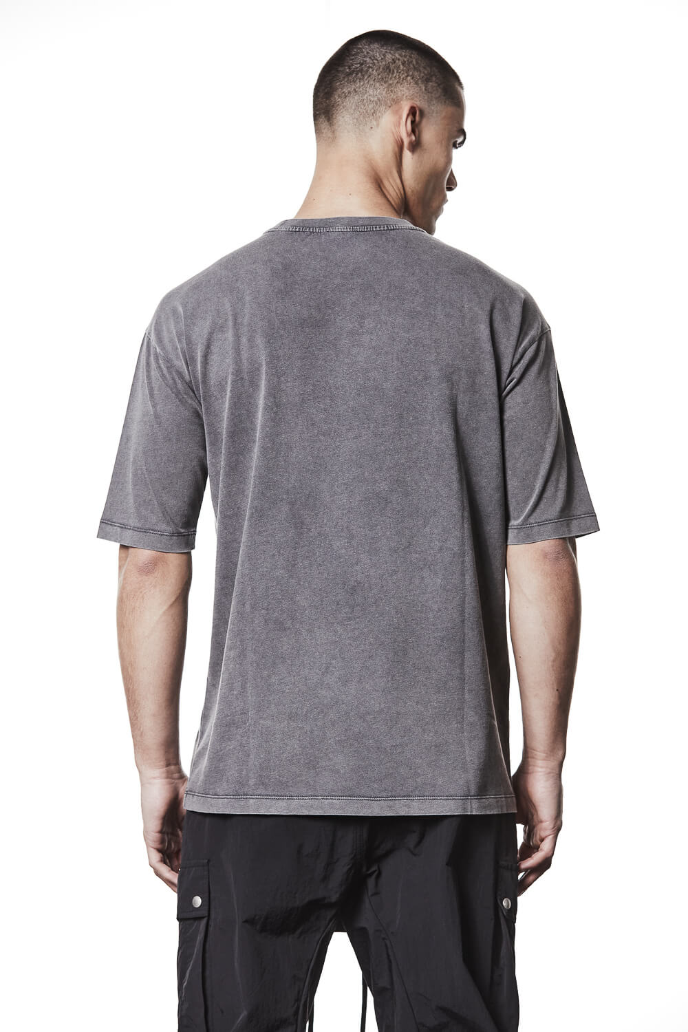 M TS 876 Front Patched Print T-Shirt Grey