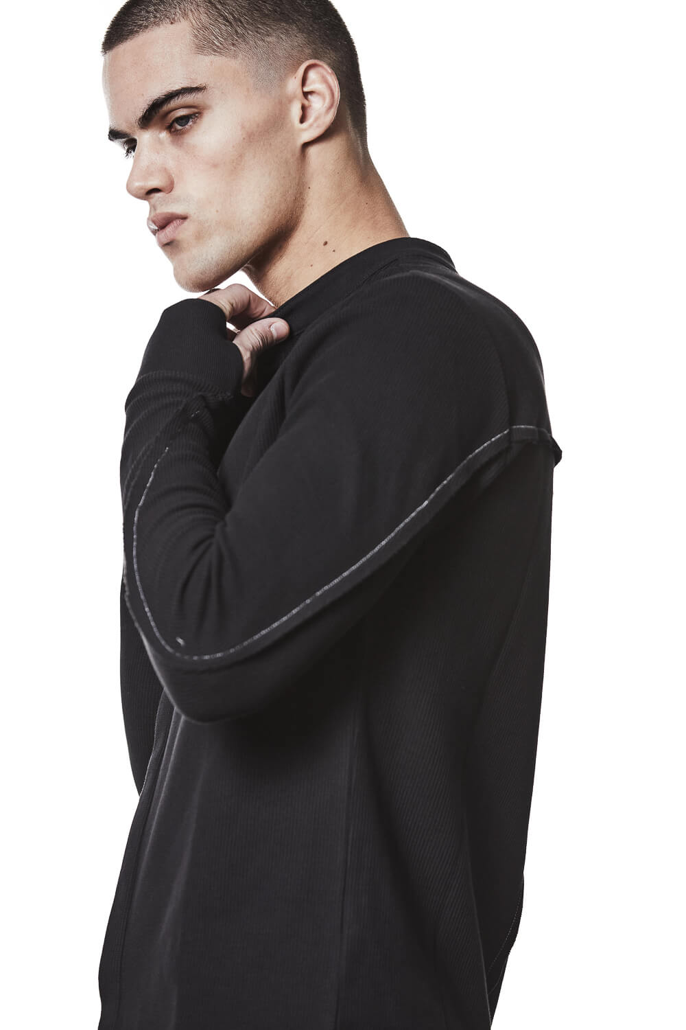 M TS 894 Stand Up Collar Shirt Black