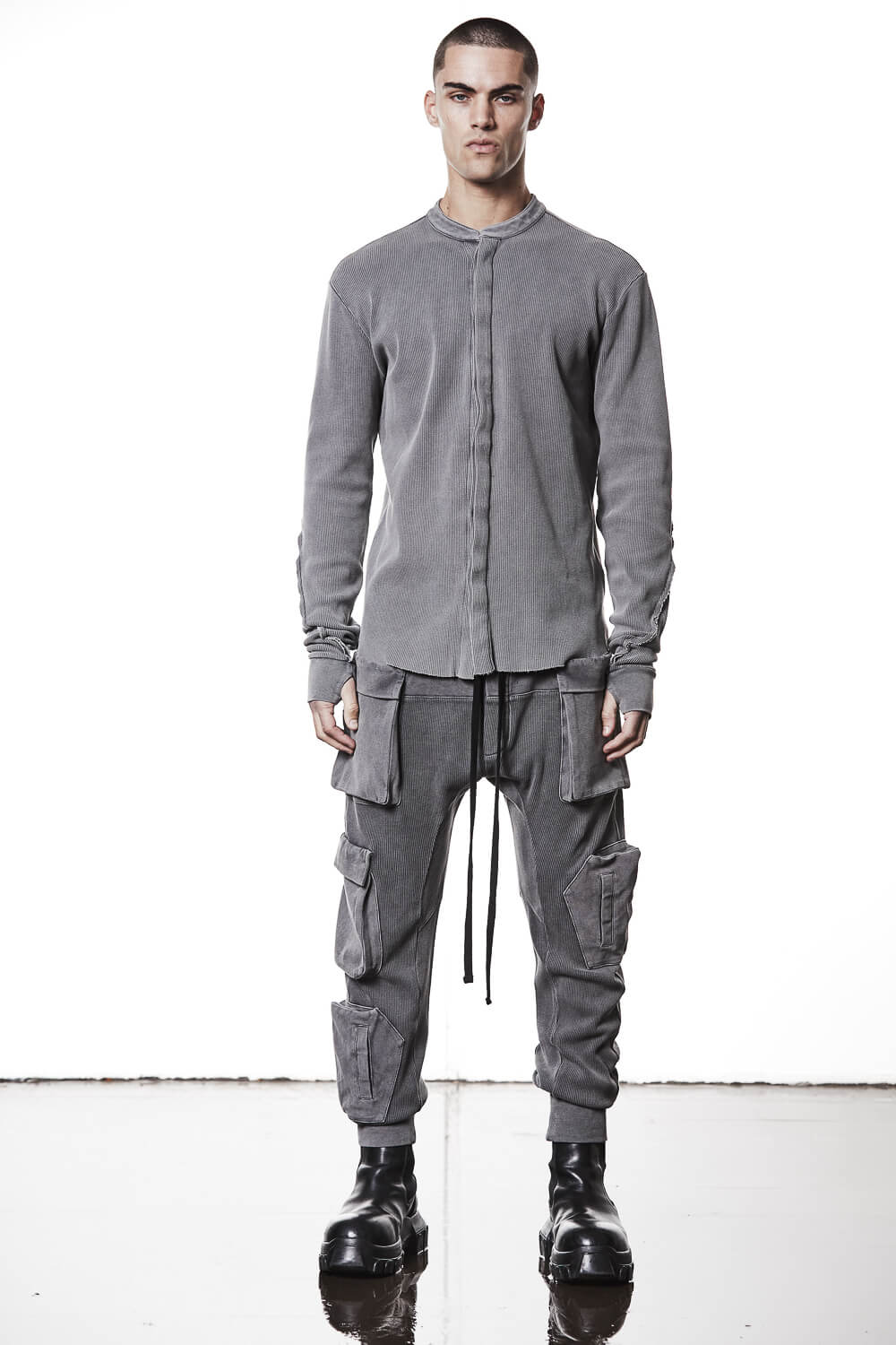 M TS 894 Stand Up Collar Shirt Grey