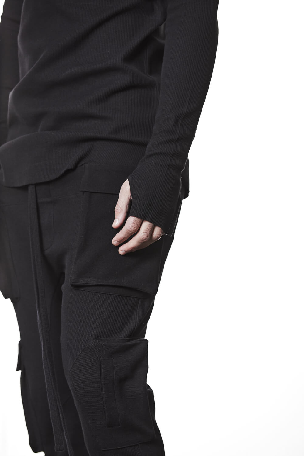 M TS 898 Contrast Stitching Detail L/S T-Shirt Black