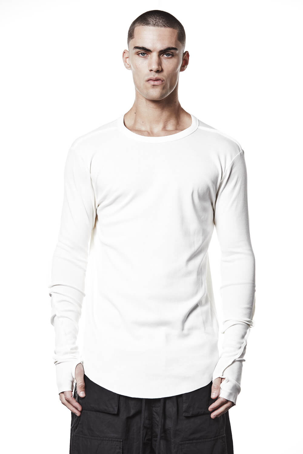 M TS 900 Raw Cut L/S T-Shirt Off White