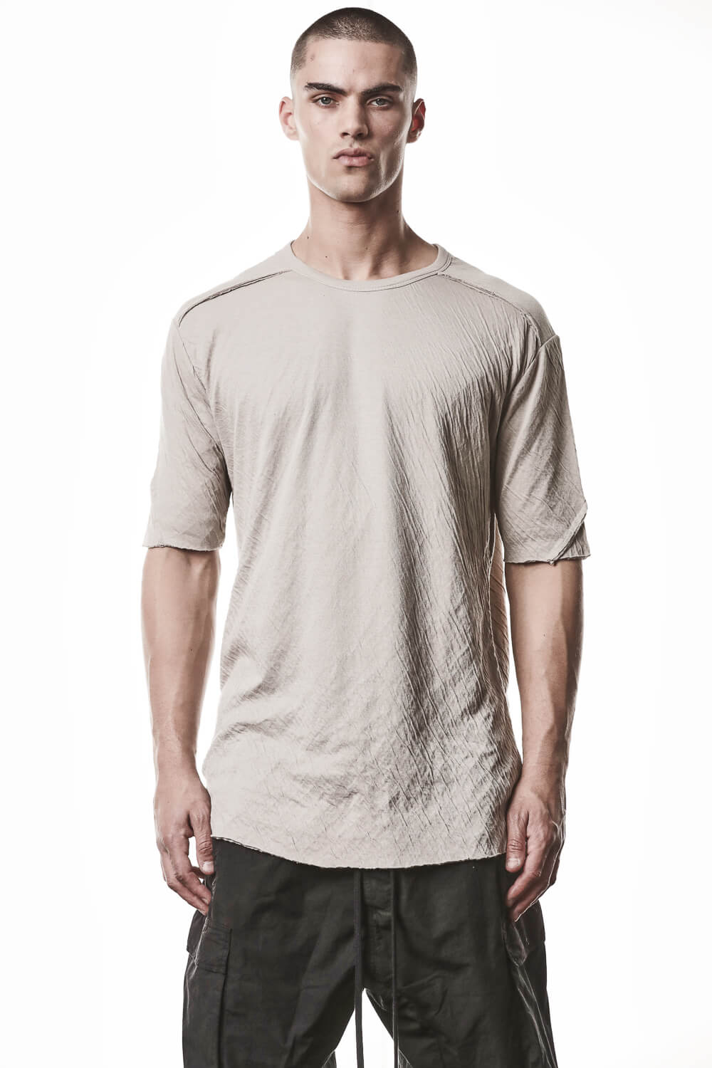 M TS 921 Wrinkle Effect T-Shirt Beige