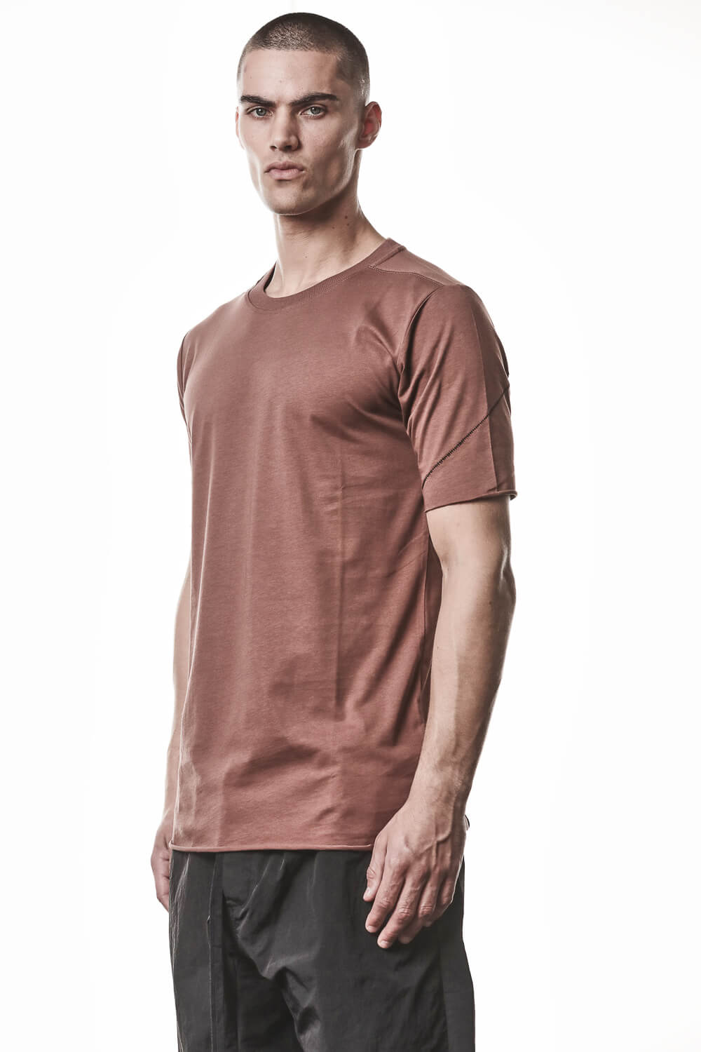 M TS 924 Raw Cut Hem T-Shirt Terracotta