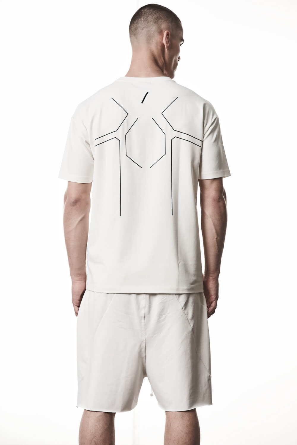 M TS 936 Reflective Back Print T-Shirt Cream