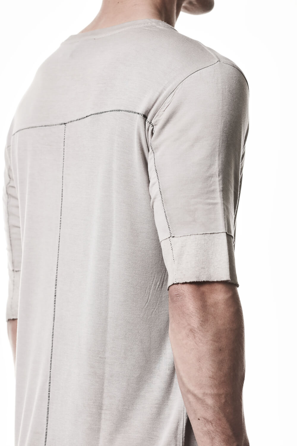 M TS 940 Raw Cut Hem Crew Neck T-Shirt Light Beige