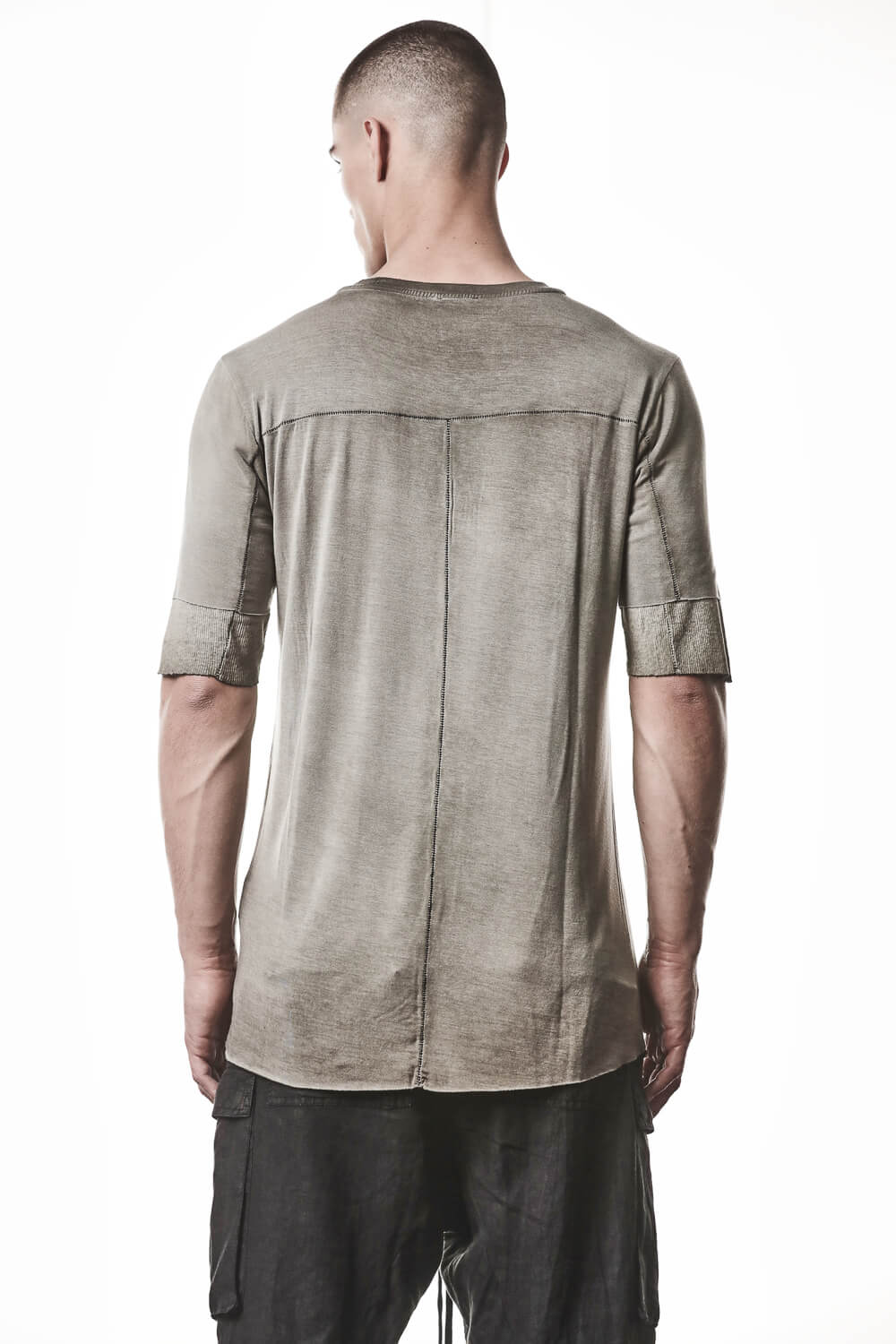 M TS 940 Raw Cut Hem Crew Neck T-Shirt Light Olive