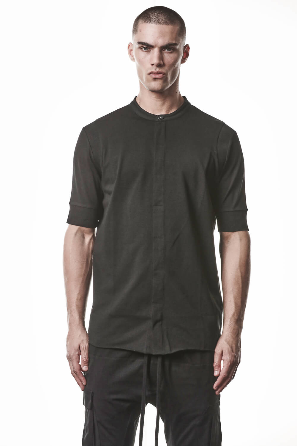 M TS 951 Cotton Stand Up Collar T-Shirt Black