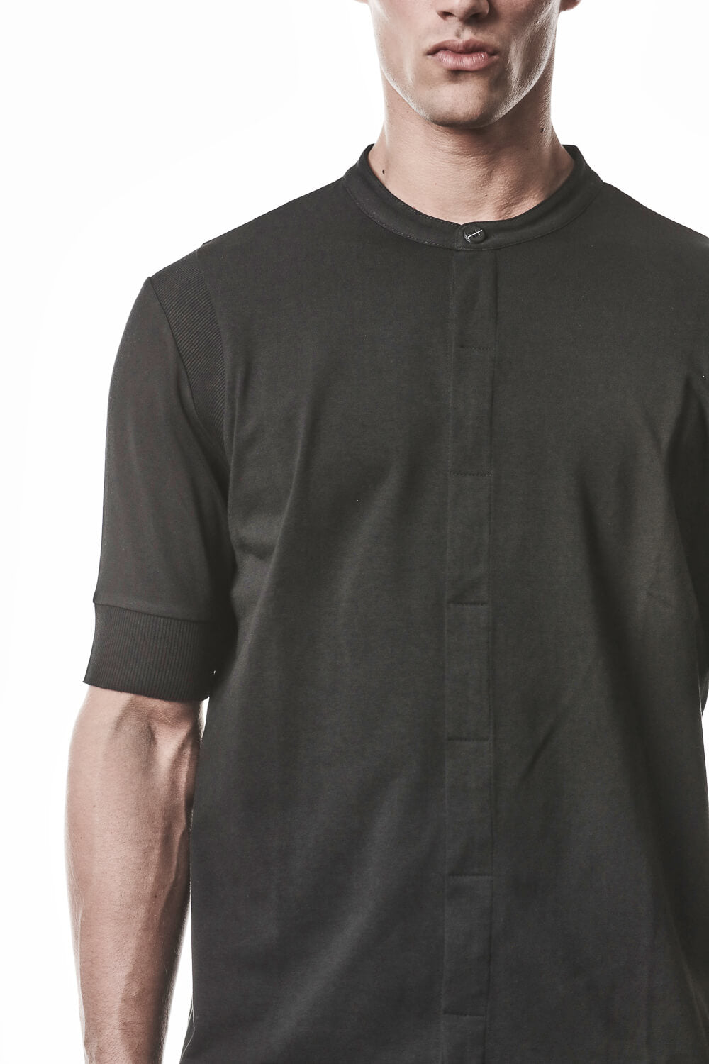 M TS 951 Cotton Stand Up Collar T-Shirt Black