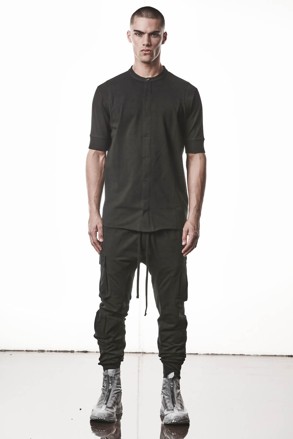 M TS 951 Cotton Stand Up Collar T-Shirt Black