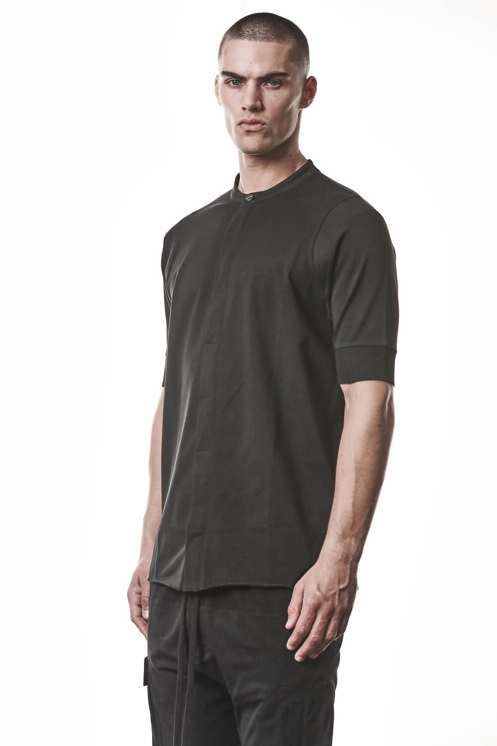 M TS 951 Cotton Stand Up Collar T-Shirt Black