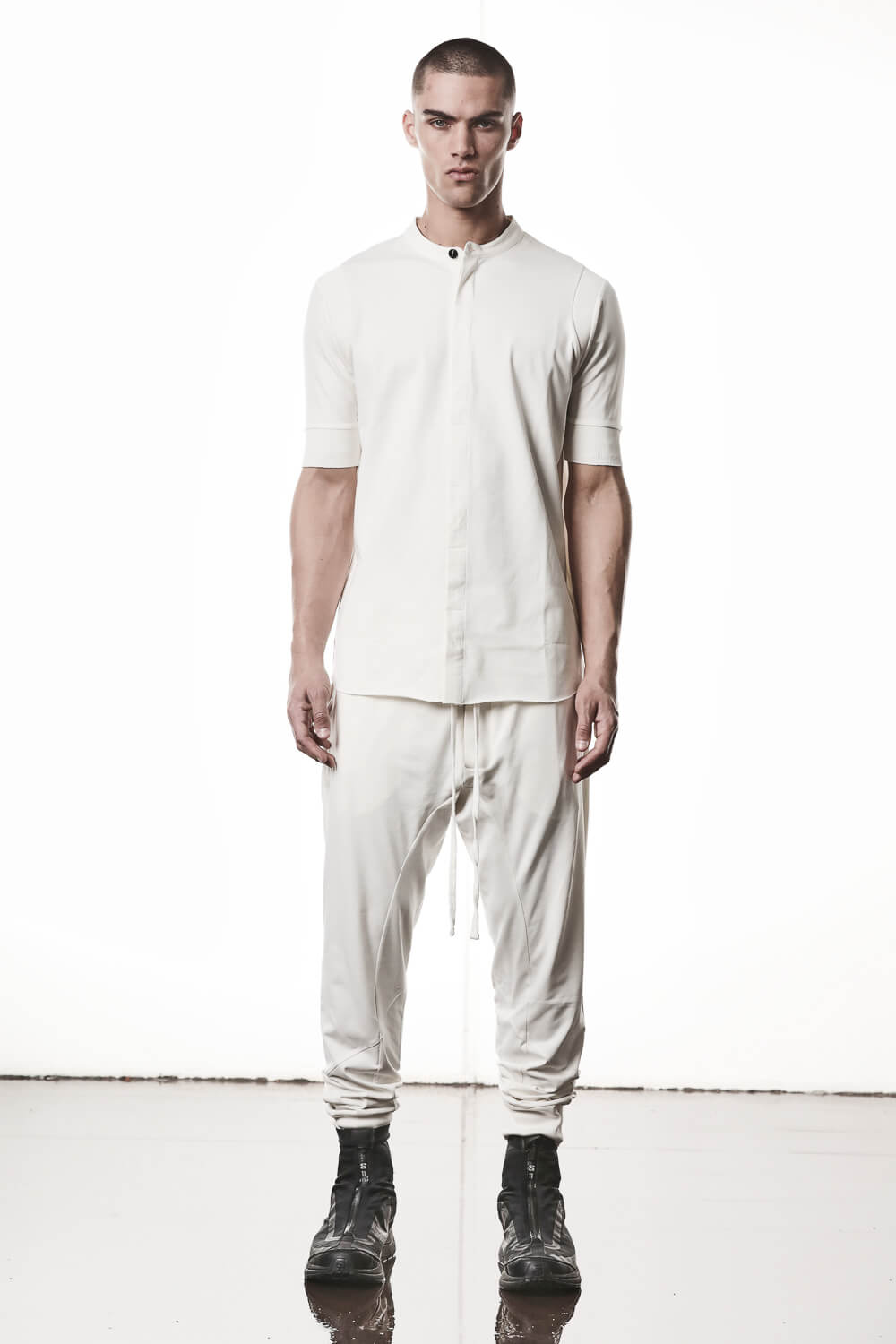 M TS 951 Cotton Stand Up Collar T-Shirt Cream