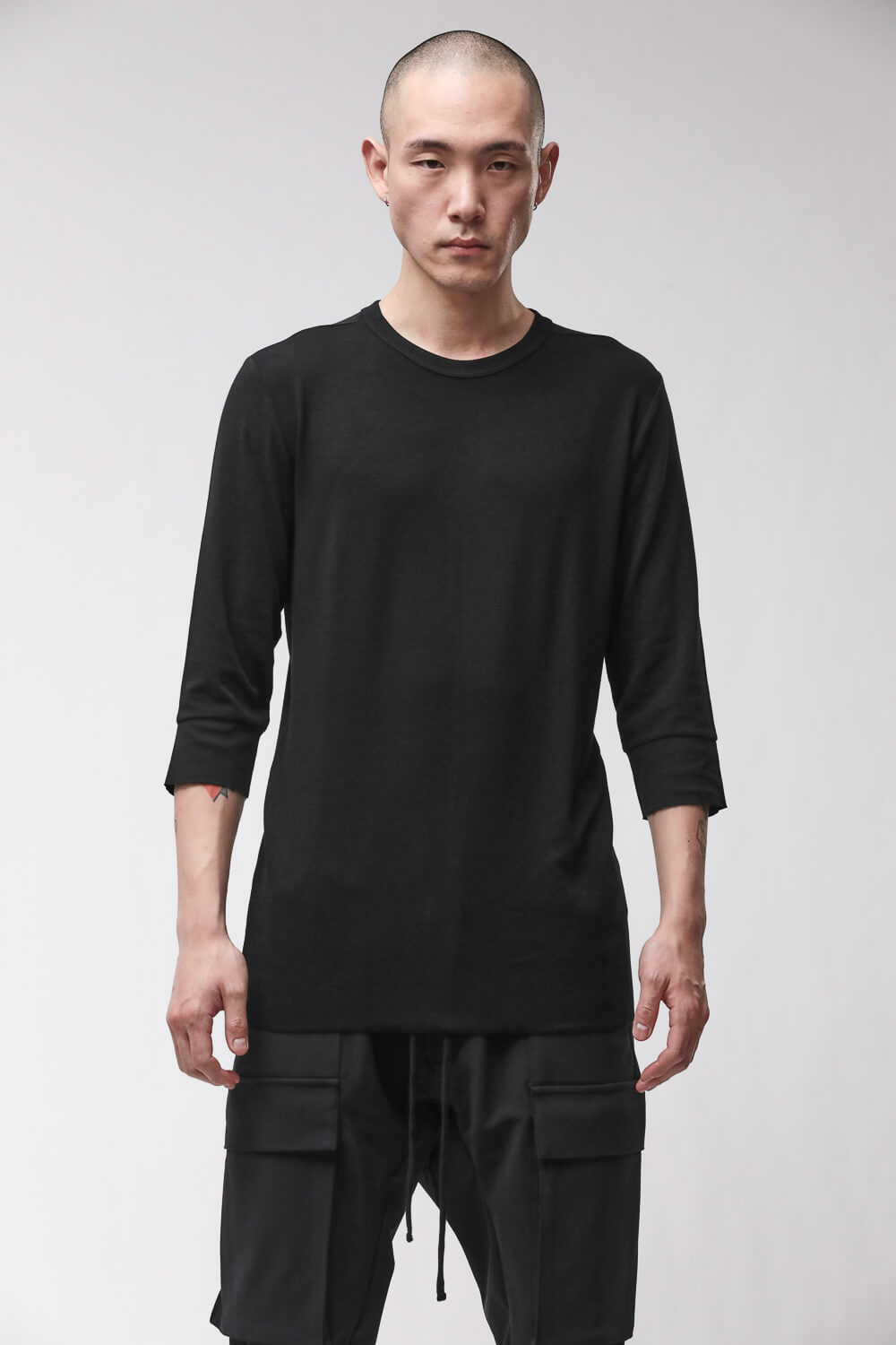 M TS 978 Round Neck 3/4 Sleeve T-Shirt Black