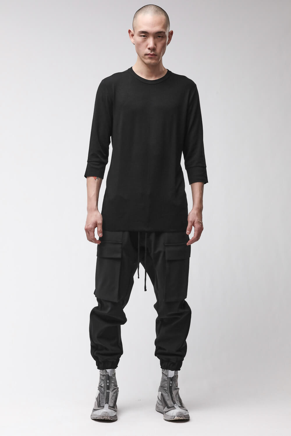 M TS 978 Round Neck 3/4 Sleeve T-Shirt Black