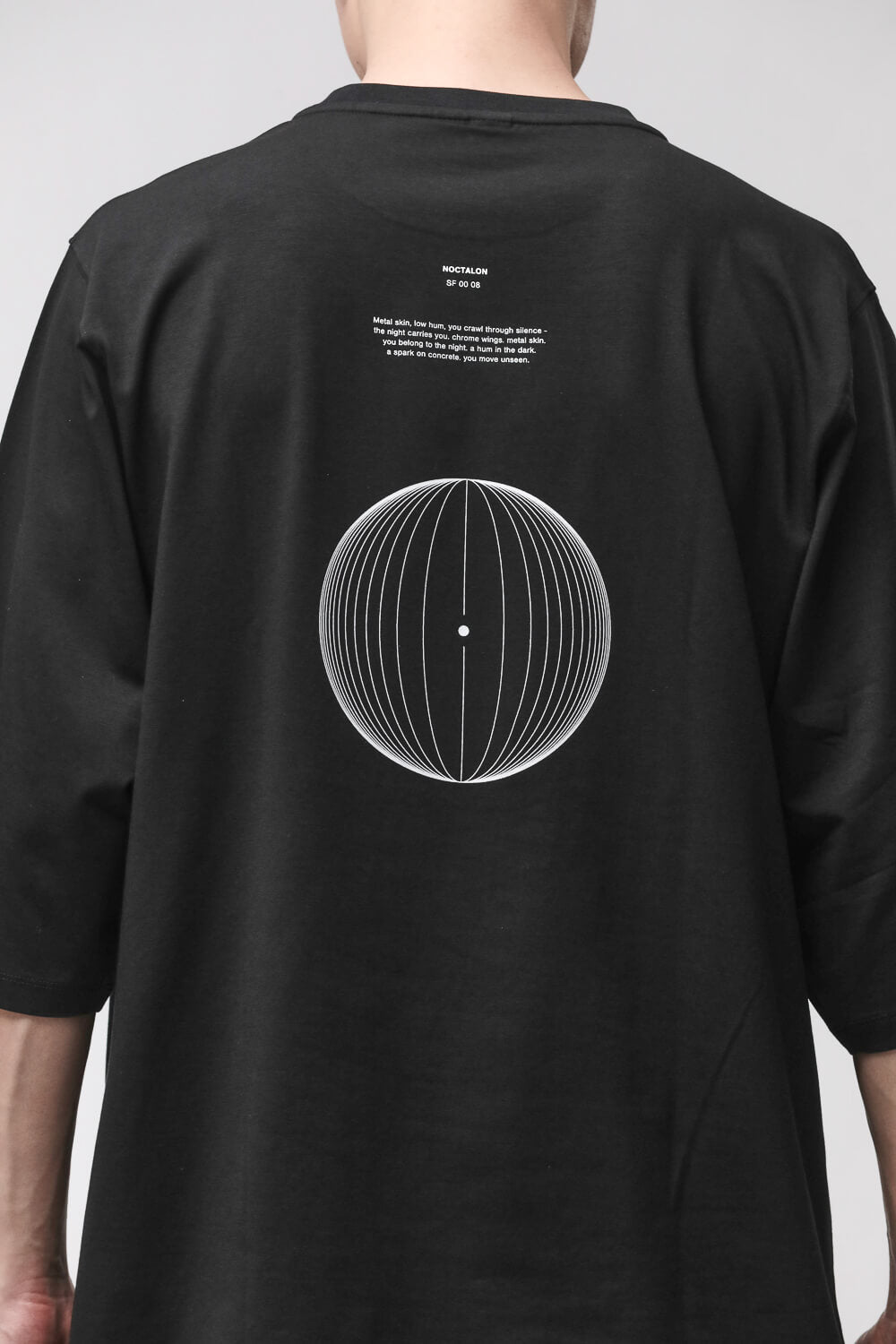 M TS 995 Back Print 3/4 Sleeve T-Shirt Black