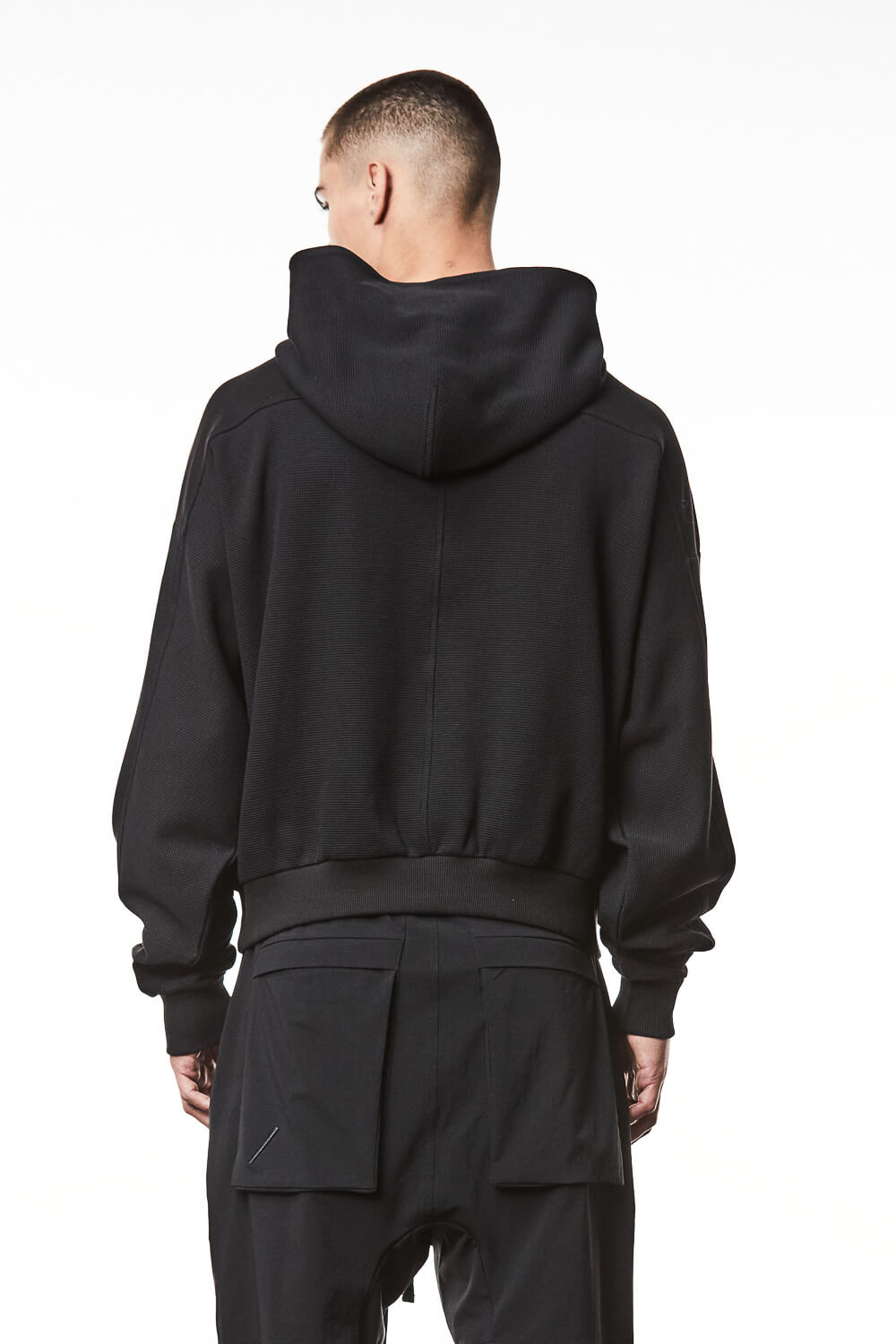 M S 183 Oversized Cropped Fit Hoodie Black