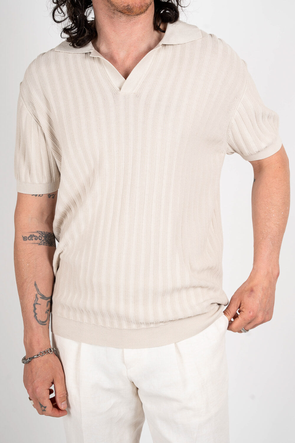 Mark N Sherman Linen Trousers Light Beige