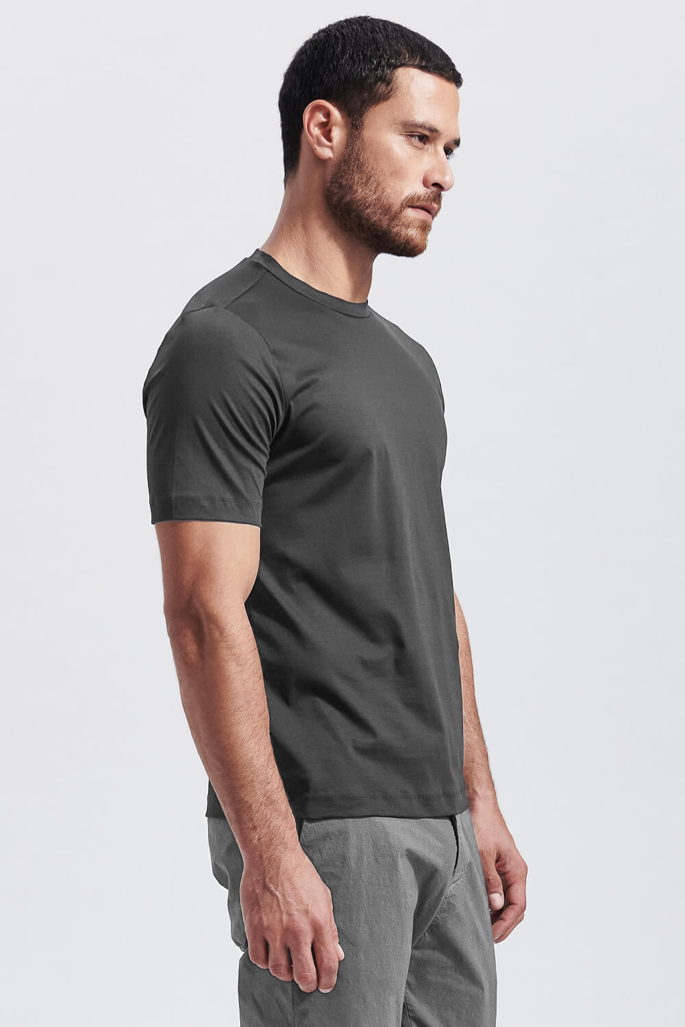 Mercerised Cotton Round Neck T-Shirt Grey