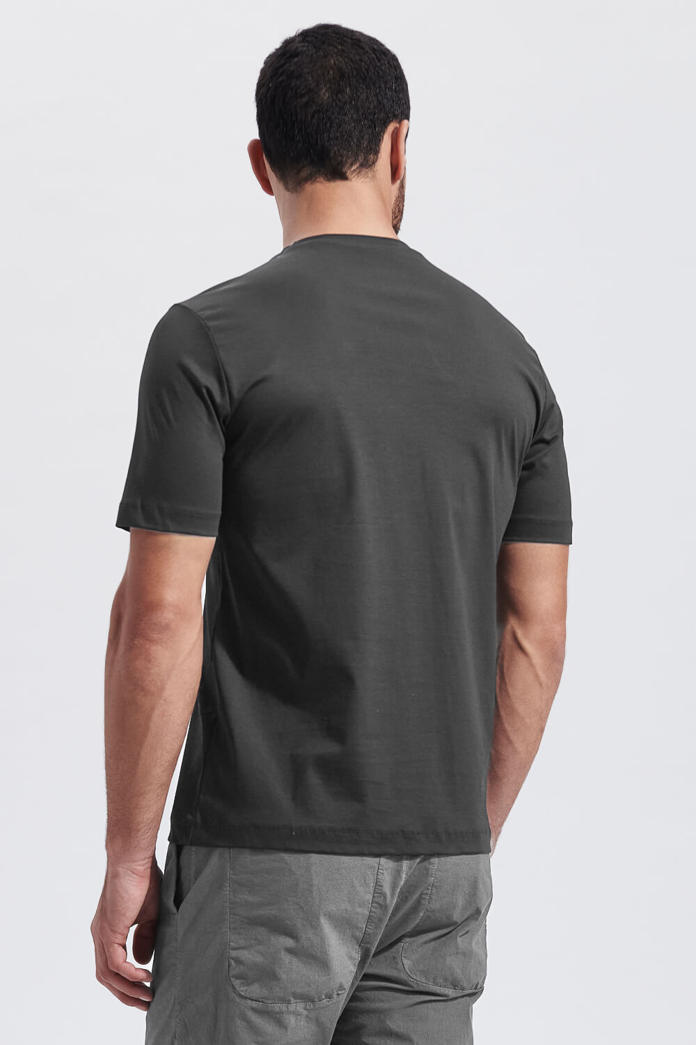 Mercerised Cotton Round Neck T-Shirt Grey