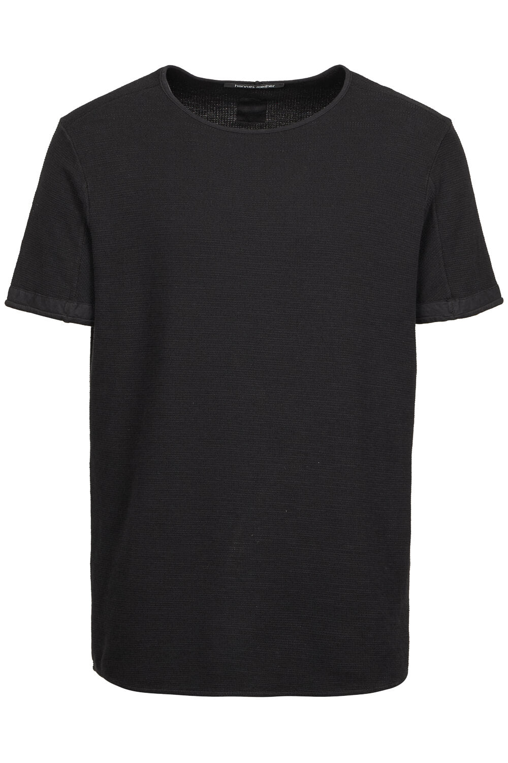 Micro Waffle Cotton T-Shirt Black