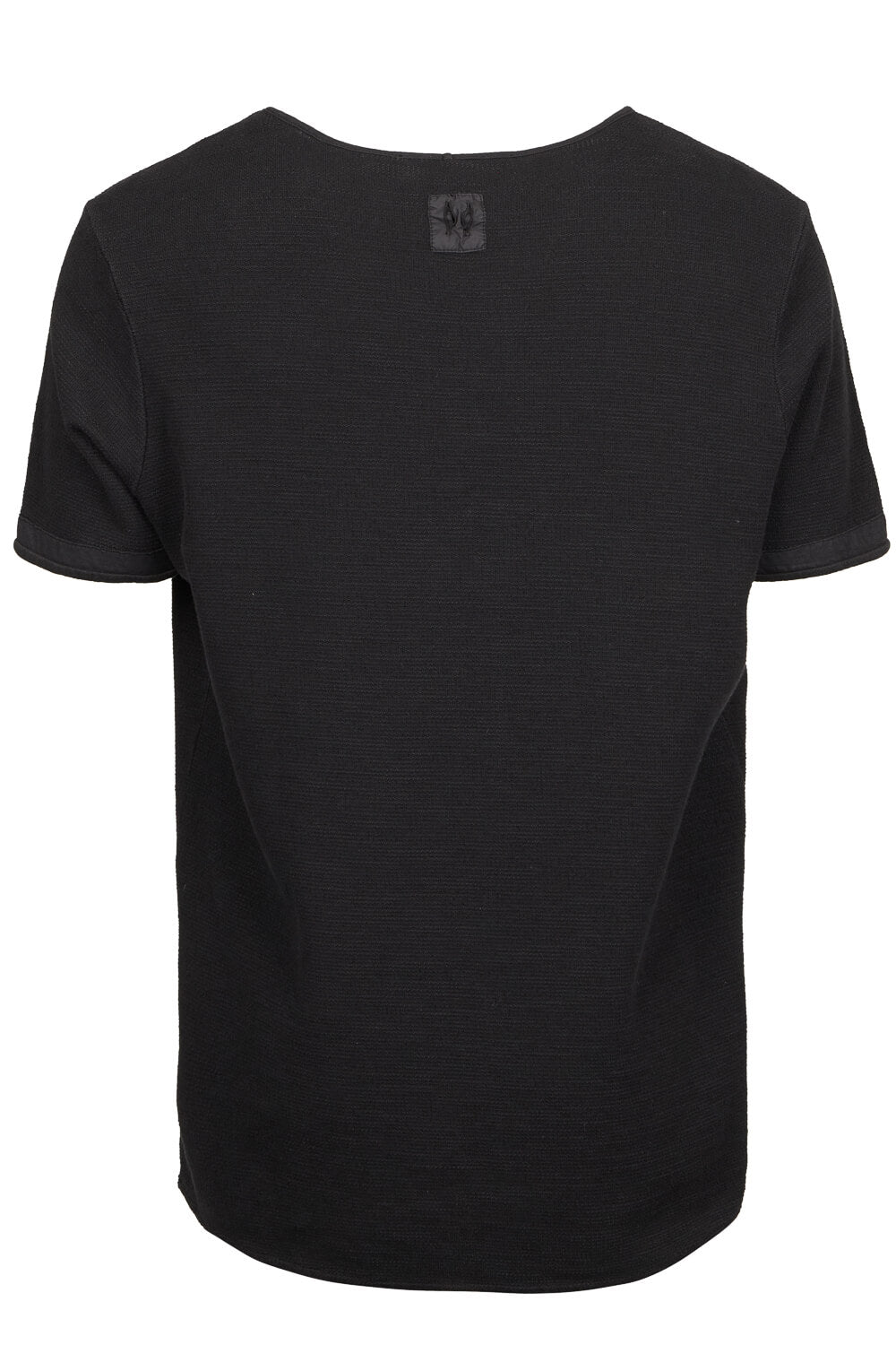 Micro Waffle Cotton T-Shirt Black