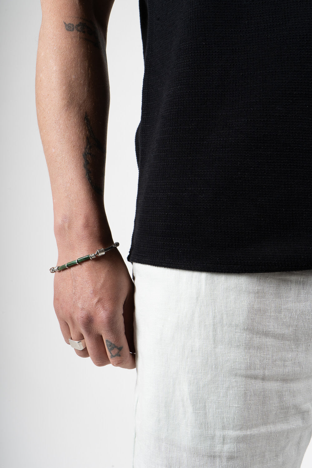 Micro Waffle Cotton T-Shirt Black