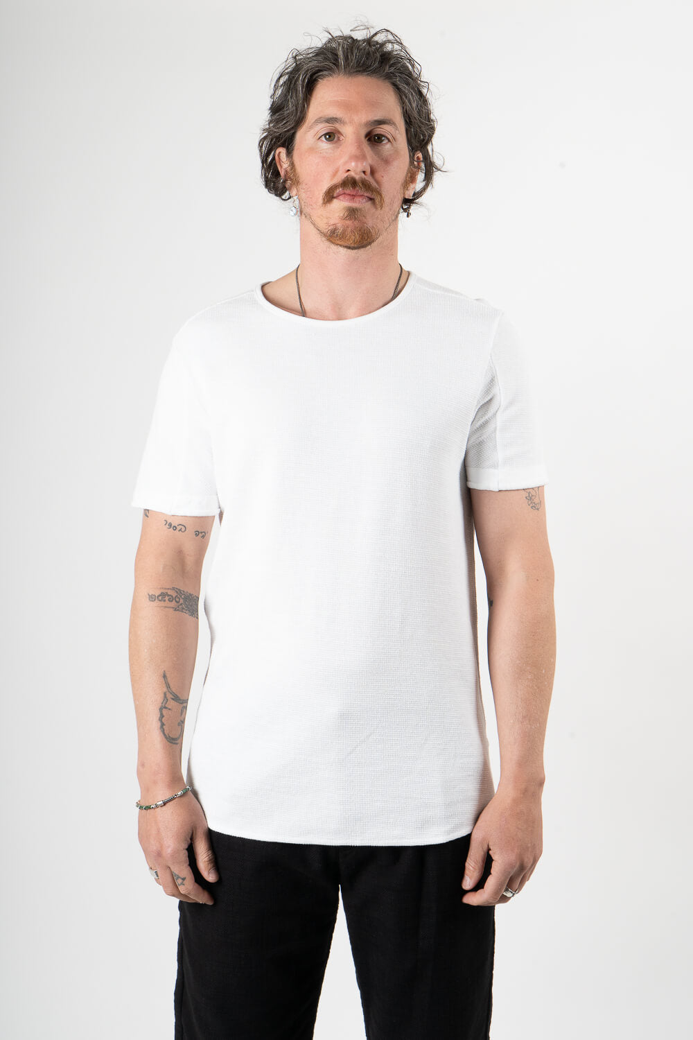 Micro Waffle Cotton T-Shirt White