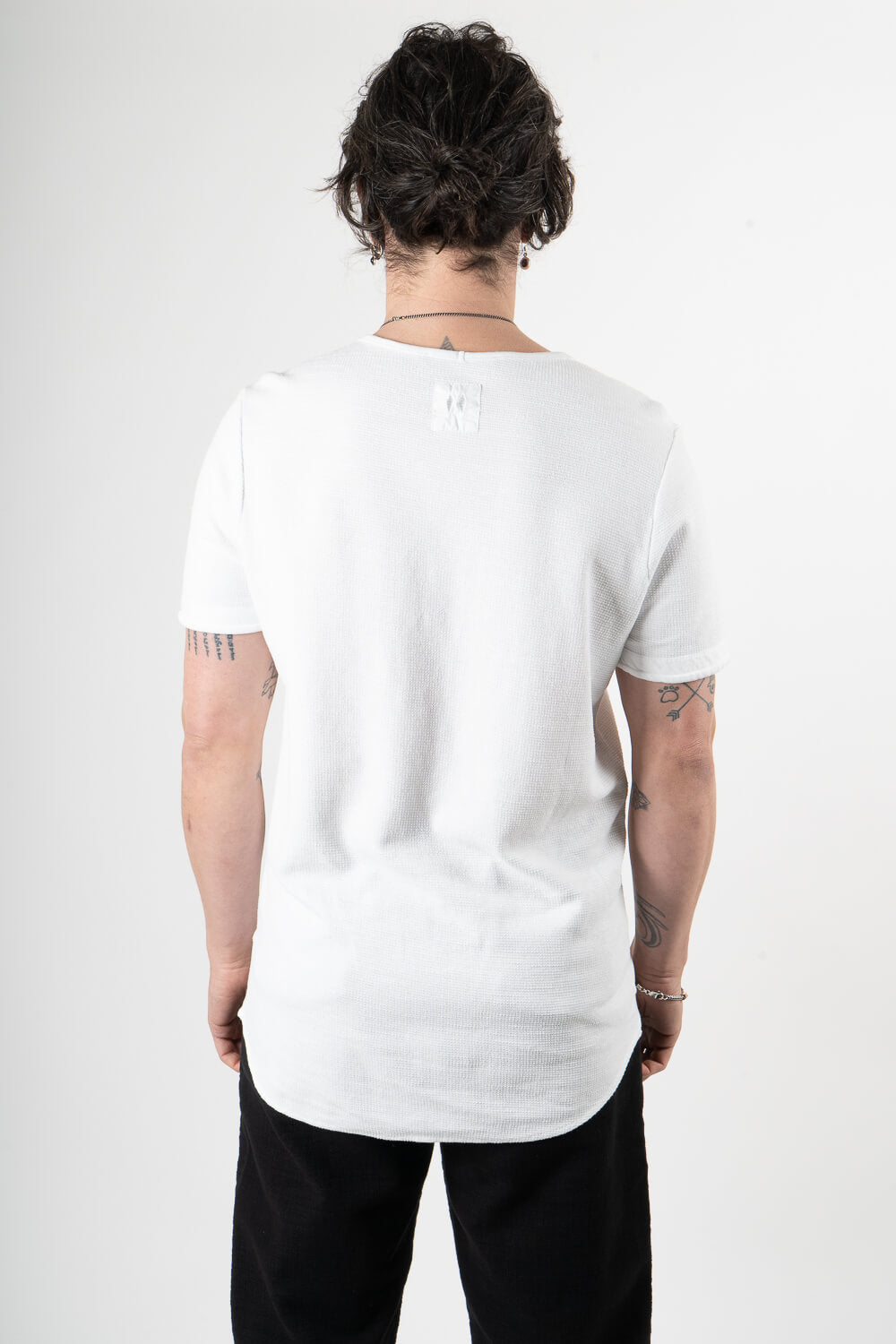 Micro Waffle Cotton T-Shirt White