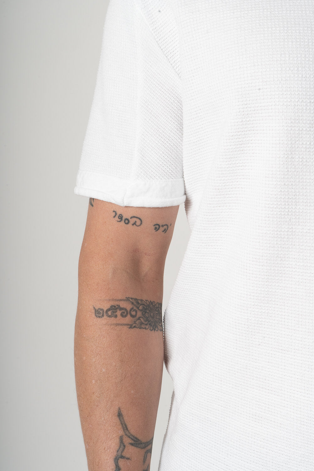 Micro Waffle Cotton T-Shirt White