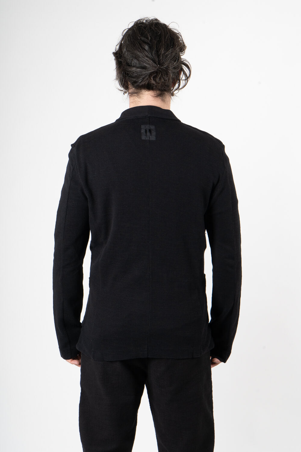Micro Waffle Front Pocket Blazer Black