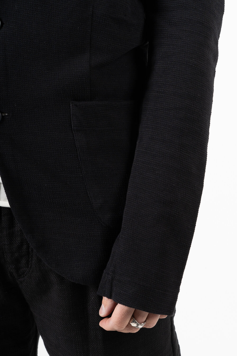 Micro Waffle Front Pocket Blazer Black