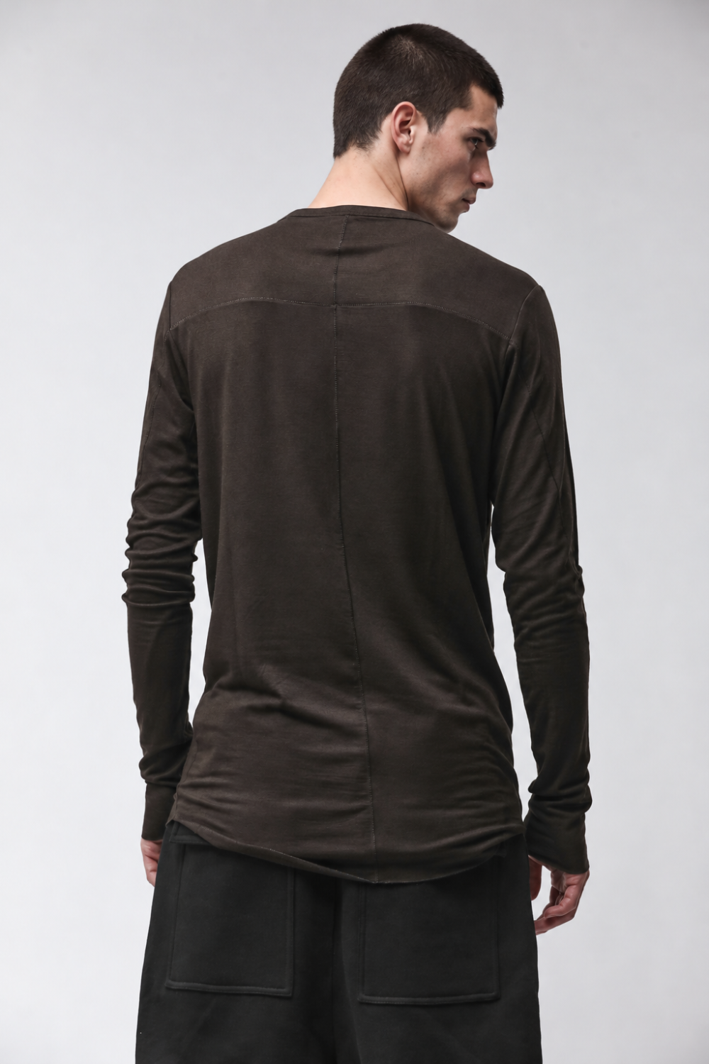 M TS 961 Long-Sleeve T-Shirt in Modal/Cashmere Blend Dark Brown