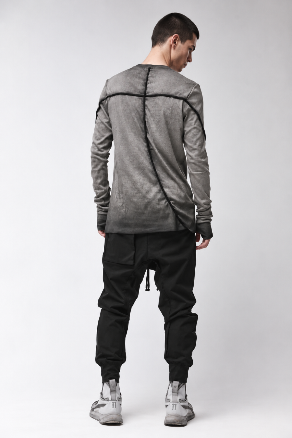 M TS 960 Cotton Blend Long-Sleeve T-Shirt W/ Thumbhole Detail Grey