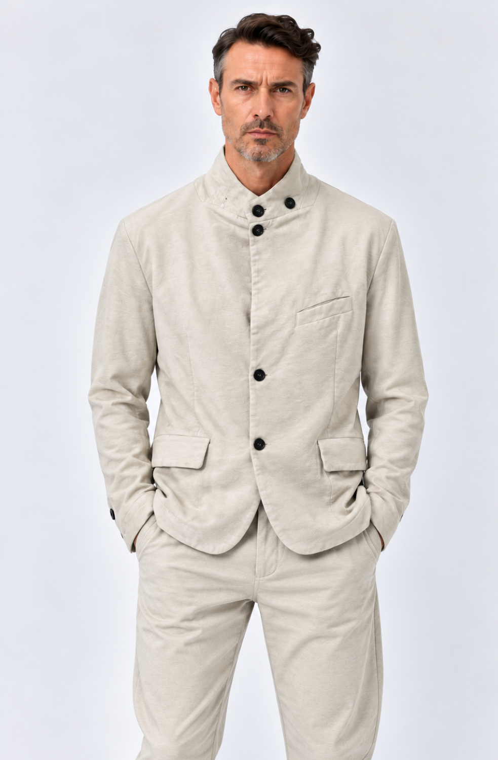 Moleskin Button-Up Jacket Cream