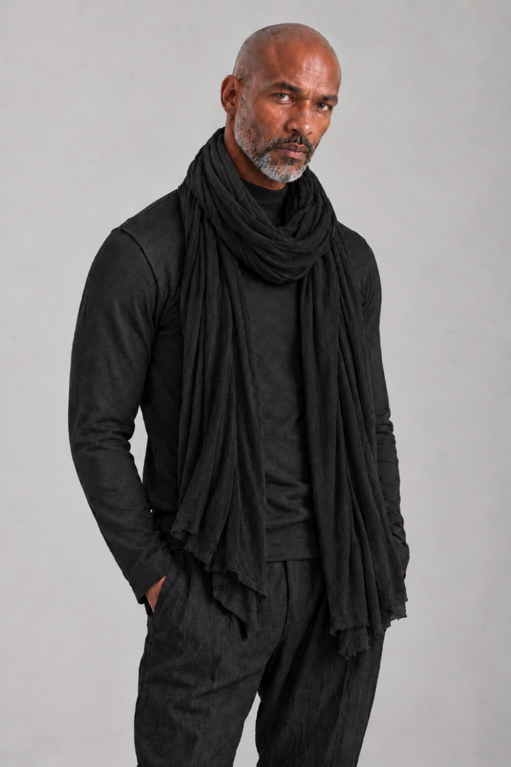 Viscose Keffiyeh Long Scarf Black