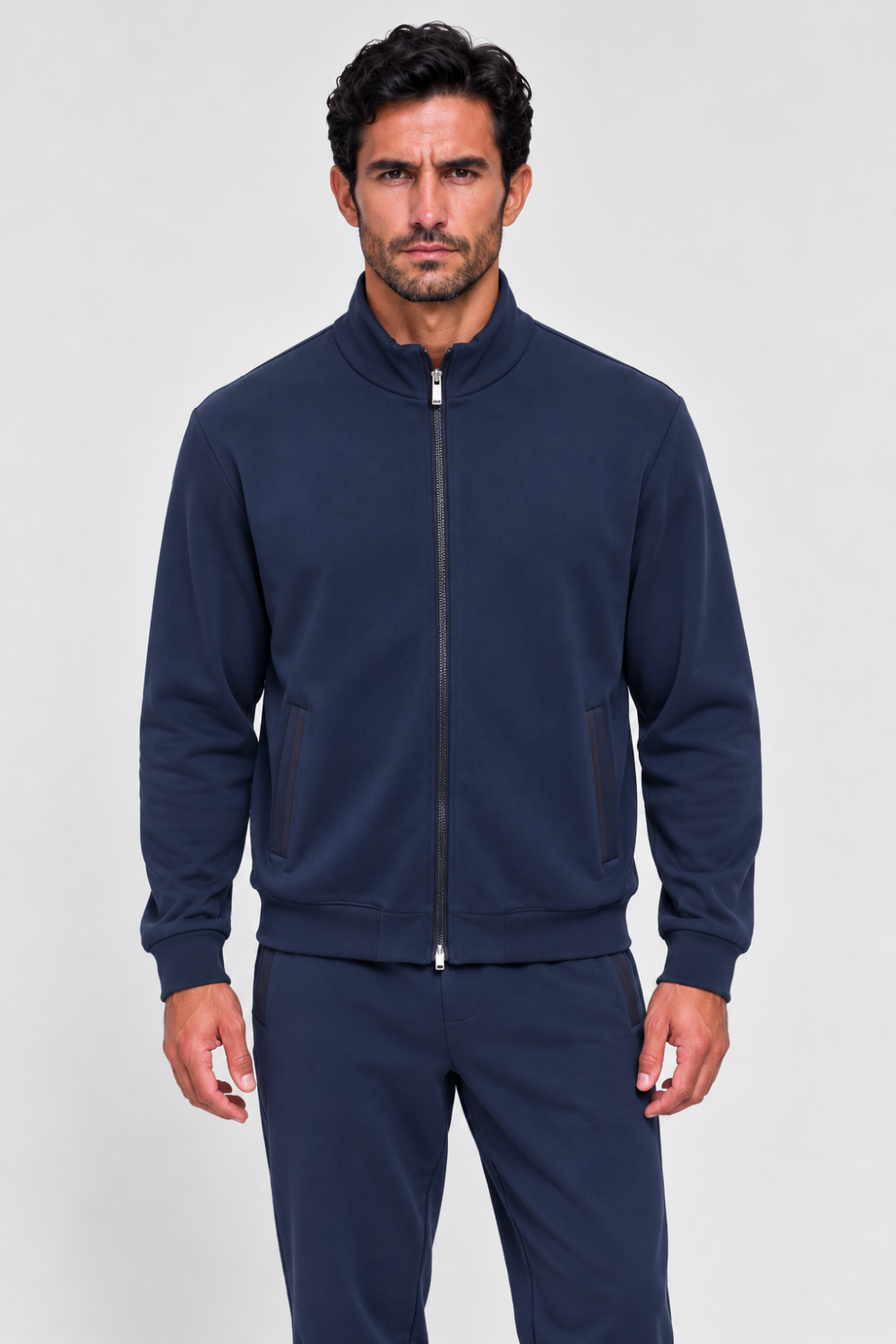 Italian Model Zip-Up Tracksuit Jacket Navy