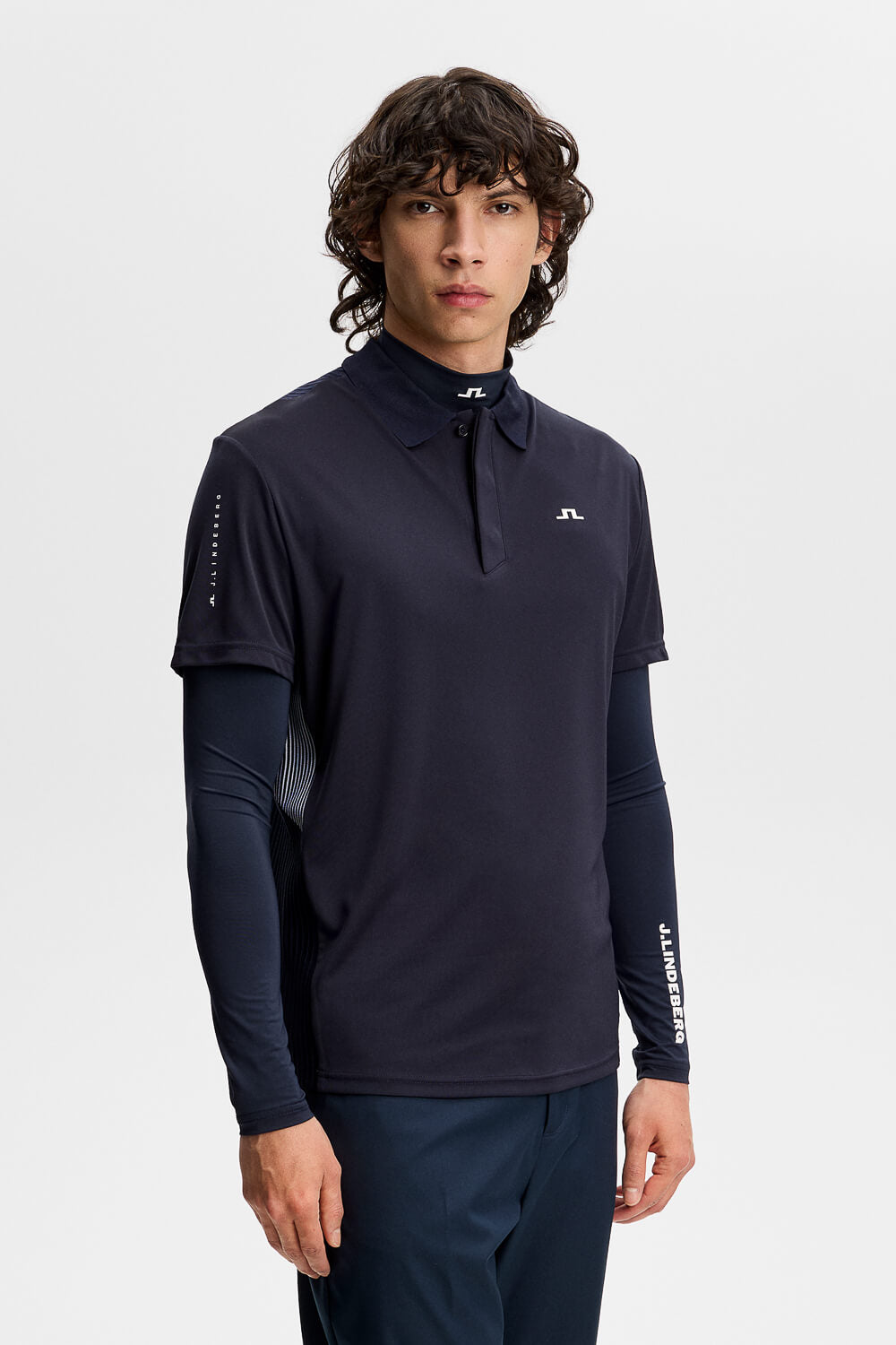 Neri Hybrid Knit Polo T-Shirt Navy