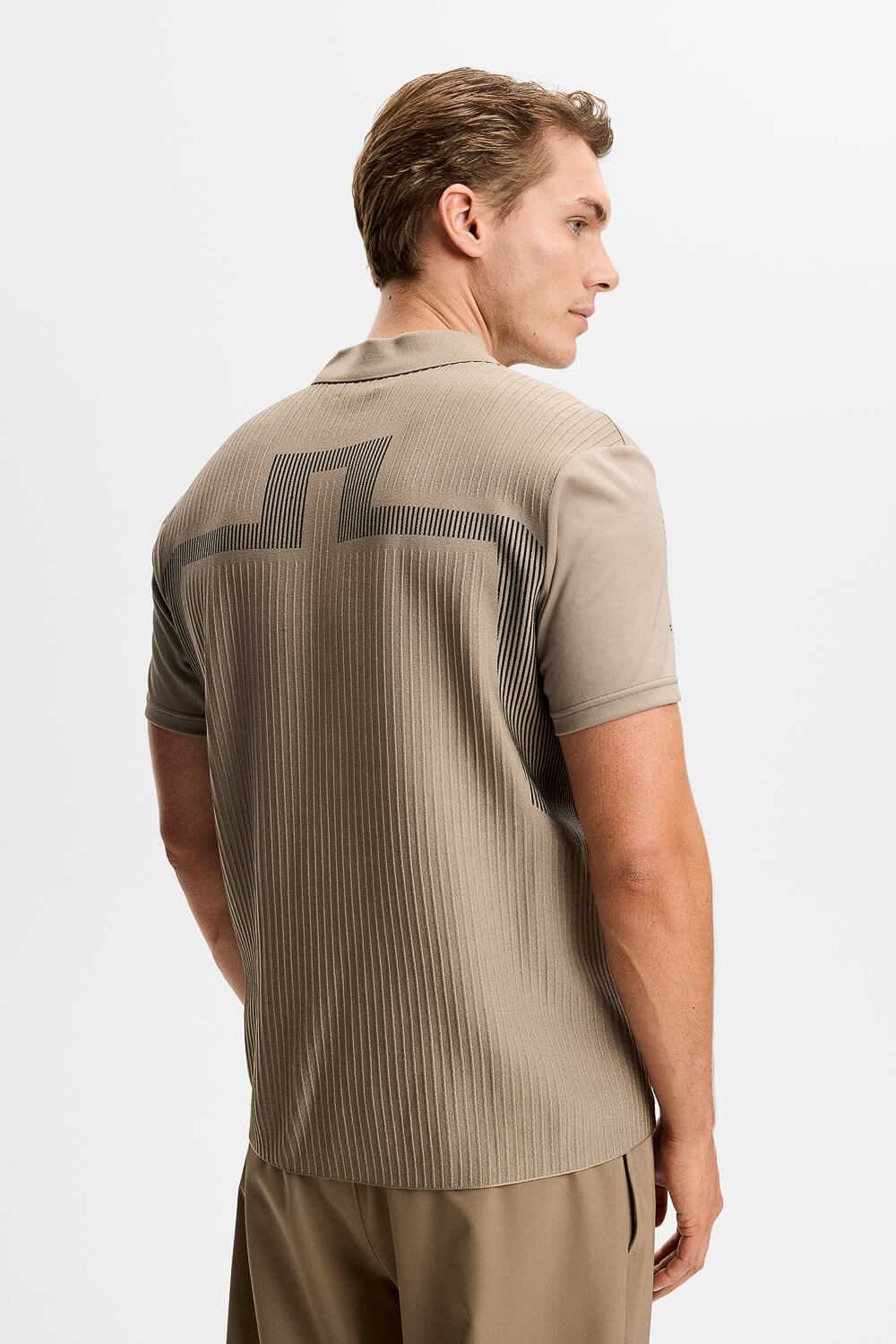 Neri Hybrid Knit Polo T-Shirt Taupe